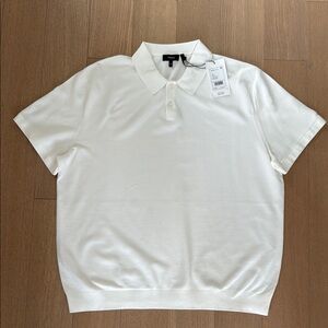 Theory Men's White Goris Knit Pique Polo Shirt Size XXL